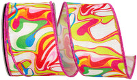 2-1 2 Inch Ink Mix Brights Deluxe Wired Edge Ribbon for Wreaths & Bows
