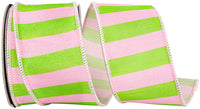 Pink Lime 2-1 2 Inch Cabana Striped Dupioni Deluxe Wired Edge Ribbon for Wreaths & Bows