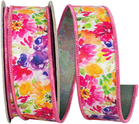 Multi 1-1 2 Inch Floral Impressions Deluxe Wired Edge Ribbon for Wreaths & Bows