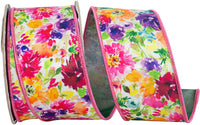 Multi 2-1 2 Inch Floral Impressions Deluxe Wired Edge Ribbon for Wreaths & Bows