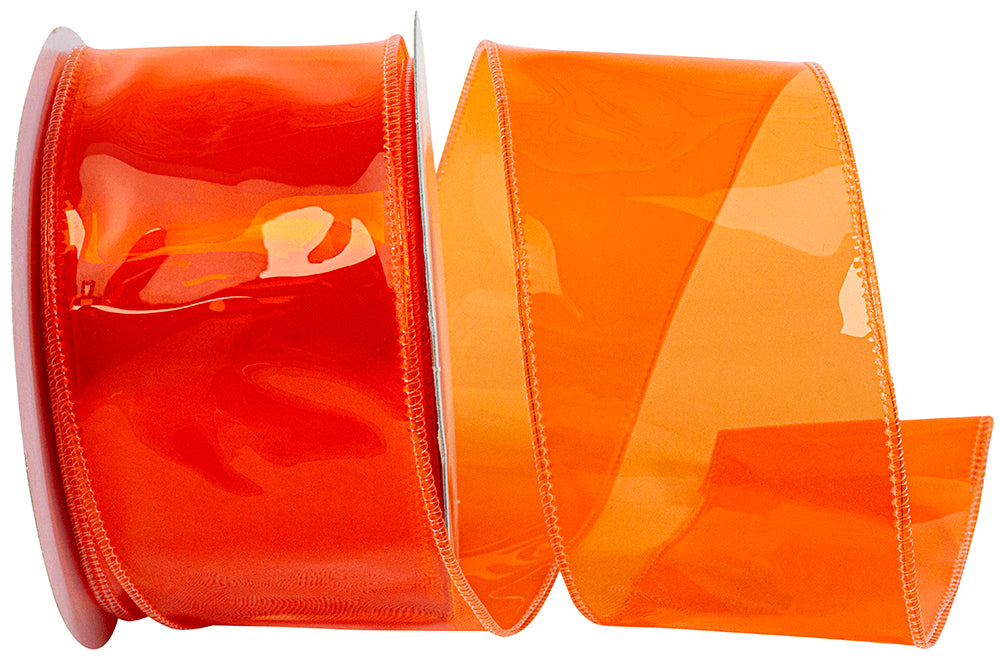Orange 2-1 2 Inch Jelly Vinyl Ribbon Wired Edge for Wreaths & Bows