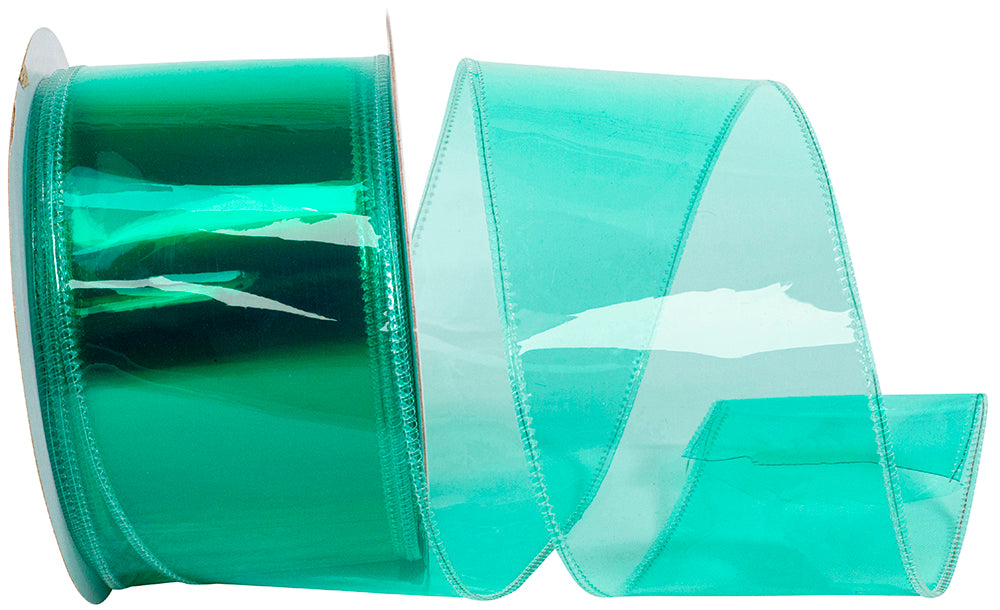 Aqua Wired Edge Jelly Vinyl Ribbon 2-1/2 Inch 10 Yards