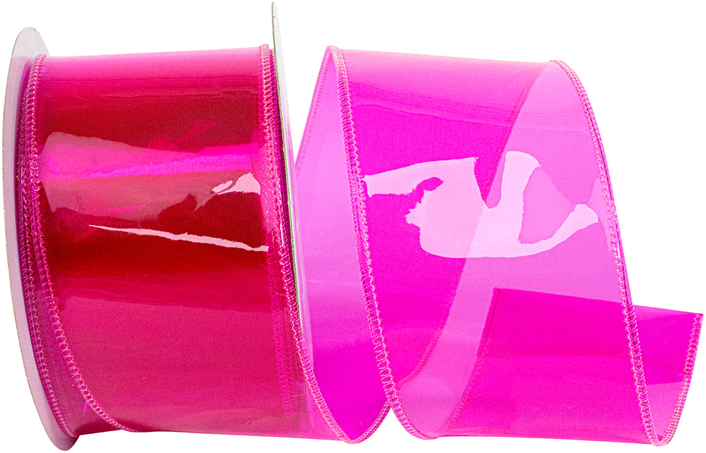Fuchsia 2-1 2 Inch Jelly Vinyl Ribbon Wired Edge for Wreaths & Bows