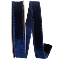 Navy 1 Inch Luxe Plush Velvet Wired Edge Ribbon for Wreaths & Bows