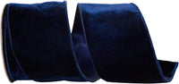 Navy 4 Inch Luxe Plush Velvet Wired Edge Ribbon for Wreaths & Bows