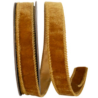 Caramel 1 Inch Luxe Plush Velvet Wired Edge Ribbon for Wreaths & Bows