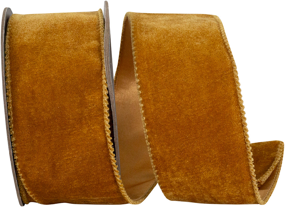 Caramel 2-1 2 Inch Luxe Plush Velvet Wired Edge Ribbon for Wreaths & Bows