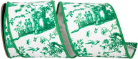 Kelly 4 Inch Asian Vista Chinoiserie Deluxe Wired Edge Ribbon for Wreaths & Bows