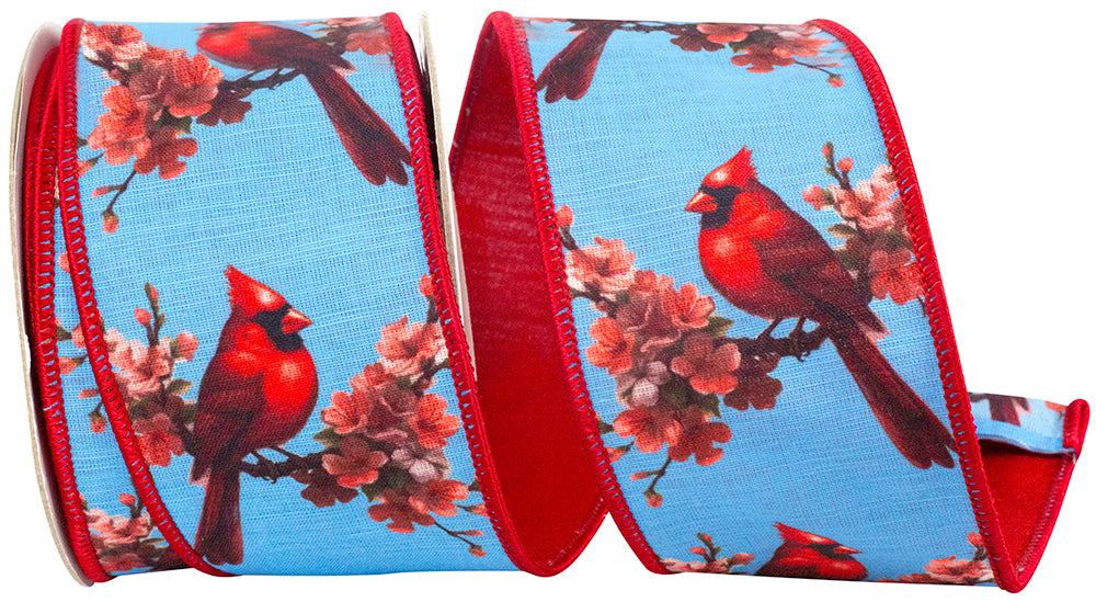 Blue Red 2-1 2 Inch Cardinal Blossom Deluxe Wired Edge Ribbon for Wreaths & Bows