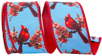 Blue Red 2-1 2 Inch Cardinal Blossom Deluxe Wired Edge Ribbon for Wreaths & Bows