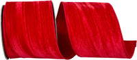 Red 4 Inch Crushed Velvet Touch Deluxe Wired Edge Ribbon for Wreaths & Bows