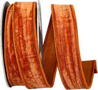 Copper 1 Inch Crushed Velvet Touch Deluxe Wired Edge Ribbon for Wreaths & Bows