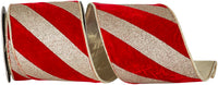 4 Inch Red Gold Plush Velvet Wired Edge Ribbon for Wreaths