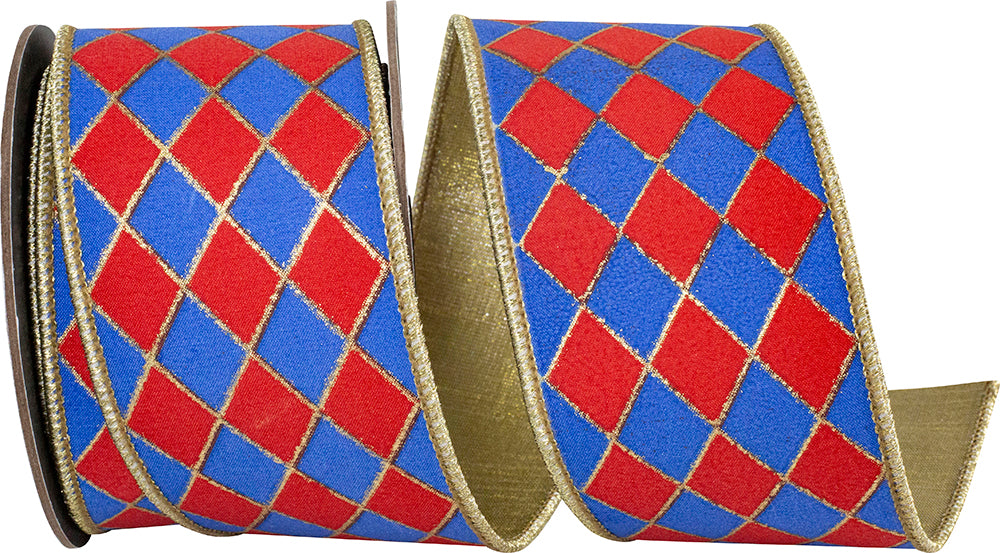 Red Royal 2-1/2 Inch Metallic Outline Wired Edge Ribbon