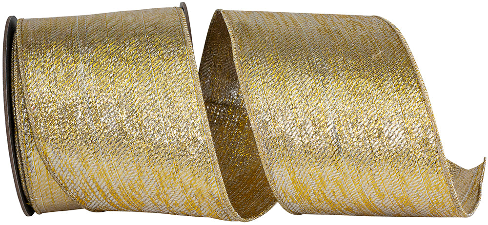Glimmer Gold Silver Wired Edge Ribbon 4 Inch for Bows