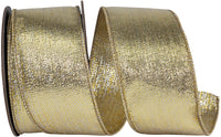 Glimmer Gold Silver Metallic Wired Edge Ribbon 2-1/2 Inch