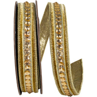 Gold 1 Inch Plush Velvet Wired Edge Ribbon for Wreaths