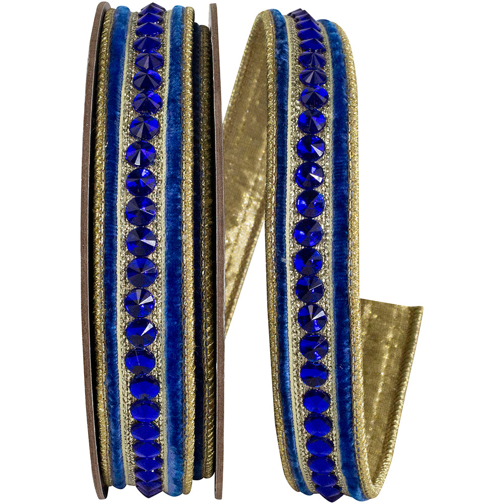 Royal Velvet Ribbon 1 Inch Jeweled Center Metallic Dupioni