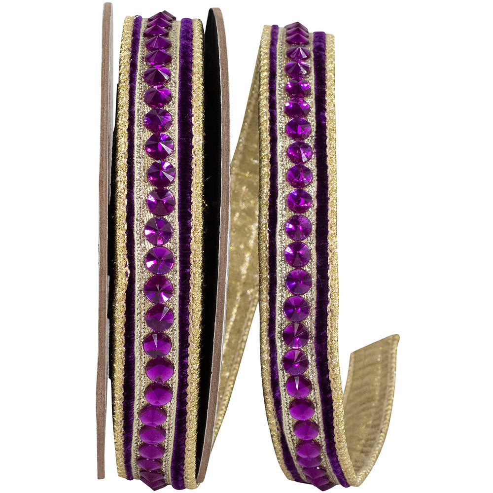 Purple Velvet Wired Edge Ribbon 1 Inch for Wreaths and Bows