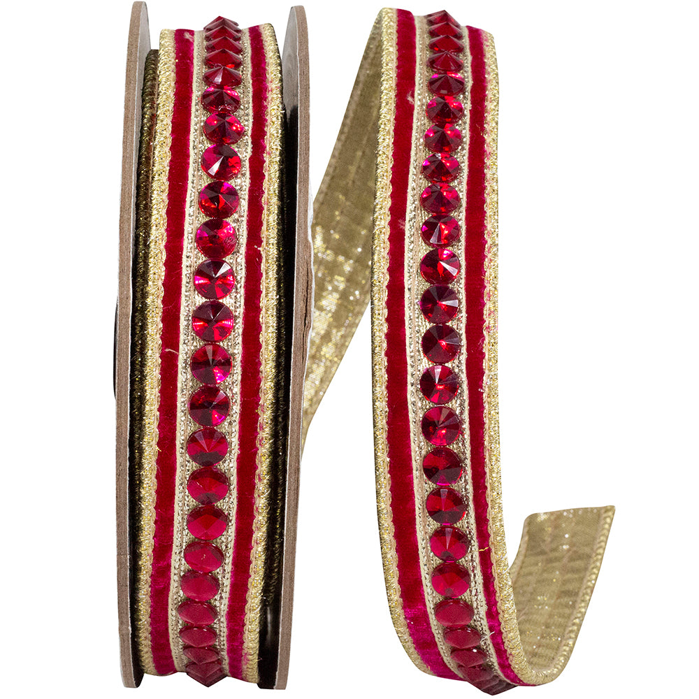 Fuchsia Velvet Wired Edge Ribbon 1 Inch for Wreaths and Bows