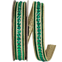 Hunter Jeweled Center Plush Velvet Ribbon 1 Inch 5Yds