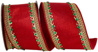 Red Metallic Wired Edge Ribbon 4 Inch for Wreaths and Bows