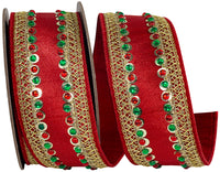 Red 2-1/2 Inch Metallic Wired Edge Ribbon for Wreaths