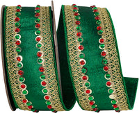 Jeweled Trimming Holiday Metallic Wired Edge Ribbon 2-1/2 Inch