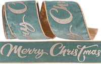 Slate Glitter Plush Velvet Ribbon 4 Inch for Christmas