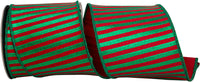 4 Inch Red Green Metallic Bars Wired Edge Ribbon