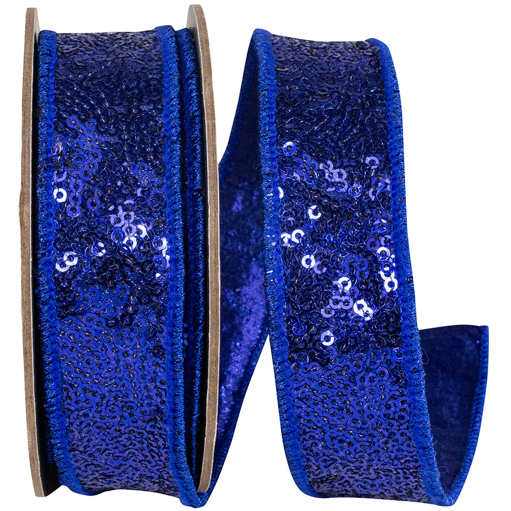 Royal Metallic Sequin Ribbon 1 Inch for Wreaths and Bows