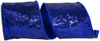 Metallic Sequin Ribbon 4 Inch Royal for Wreaths and Bows