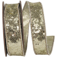 Platinum Metallic Sequin Ribbon 1 Inch for Wreaths and Bows