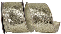 Platinum Metallic Sequin Wired Edge Ribbon 2-1/2 Inch