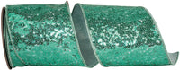 Aqua 4 Inch Metallic Sequin Ribbon for Wreaths and Bows