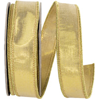Gold Metallic Woven Wired Edge Ribbon 7/8 Inch for Bows