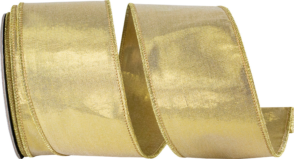 Gold Metallic Woven Wired Edge Ribbon 2-1/2 Inch for Bows