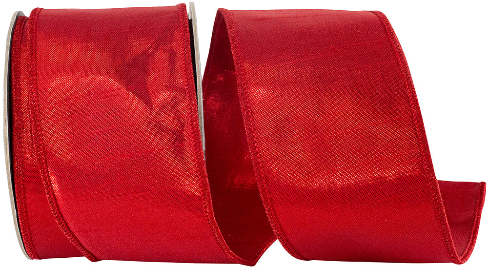 Red Metallic Woven Wired Edge Ribbon 2-1/2 Inch for Bows