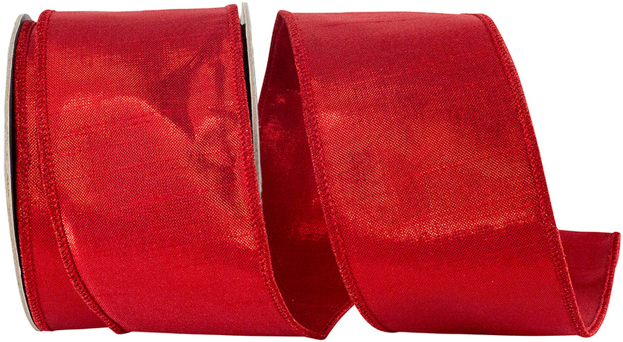 Red Metallic Woven Wired Edge Ribbon 2-1/2 Inch for Bows