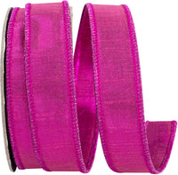 Fuchsia Metallic Woven Wired Edge Ribbon 7/8 Inch 10Yds
