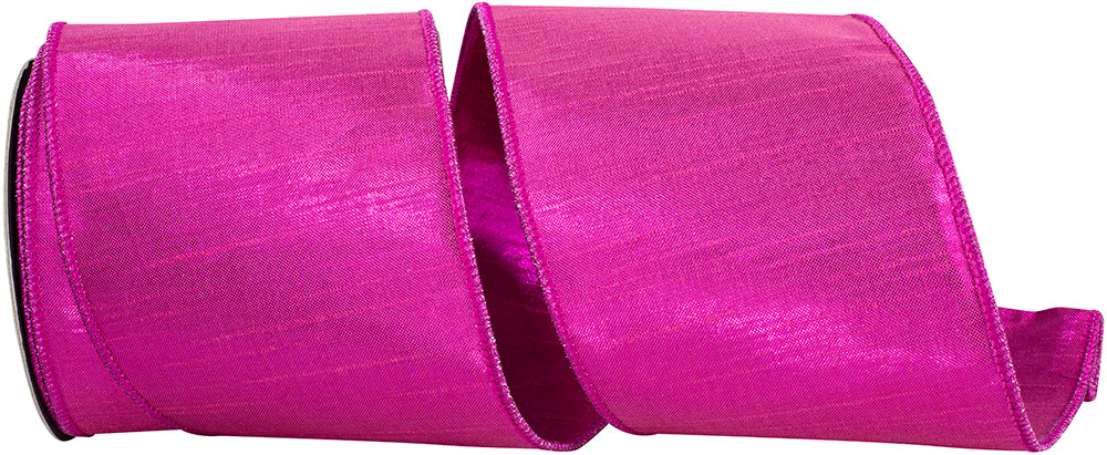 Fuchsia Metallic Woven Ribbon 4 Inch for Wreaths and Bows