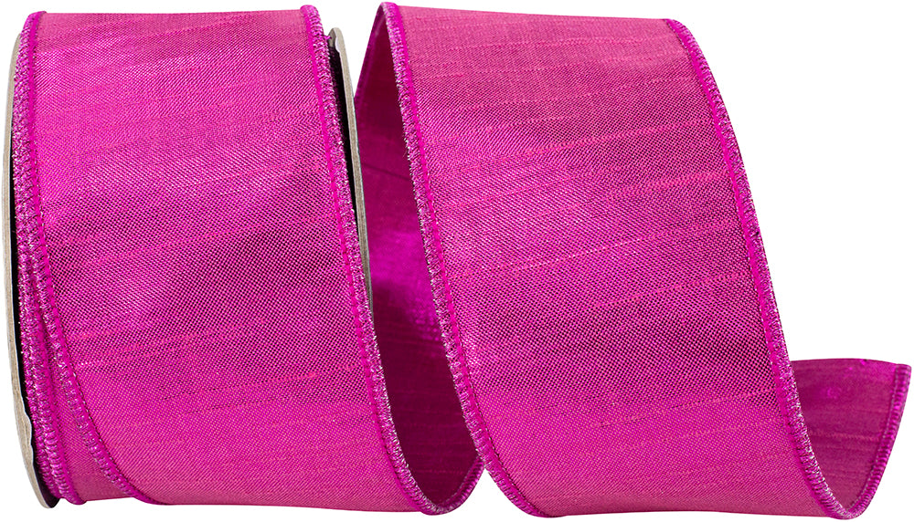 Fuchsia Metallic Woven Wired Edge Ribbon 2-1/2 Inch