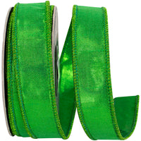 Emerald Metallic Woven Wired Edge Ribbon 7/8 Inch for Bows