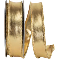 Gold 1 Inch Metallic Two Sided Wired Edge Ribbon