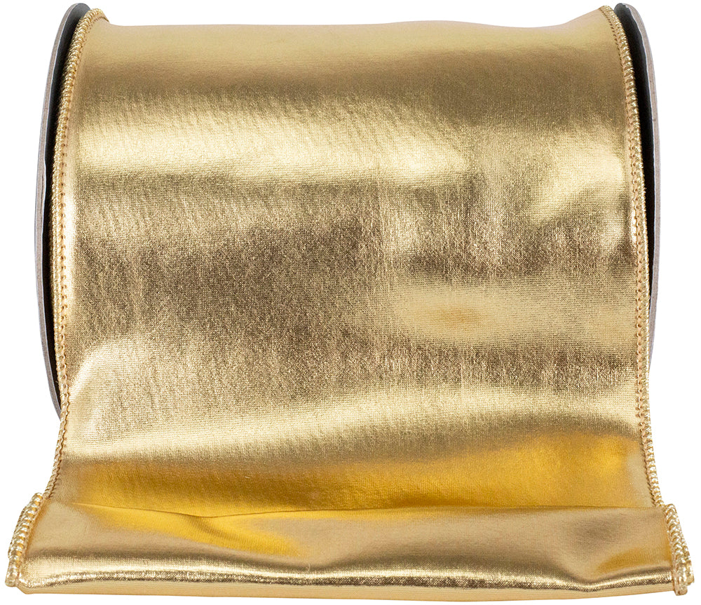 Gold 6 Inch Metallic Wired Edge Ribbon for Wreaths and Bows