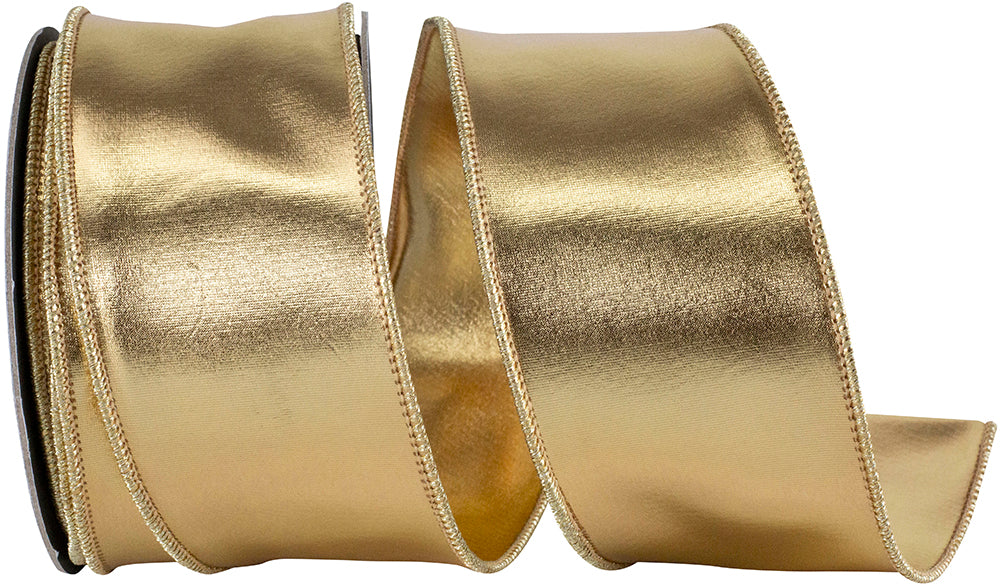 Gold 2-1/2 Inch Metallic Wired Edge Ribbon for Wreaths