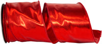 Red 4 Inch Metallic Wired Edge Ribbon for Wreaths and Bows