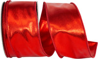 Red 2-1/2 Inch Metallic Wired Edge Ribbon for Wreaths