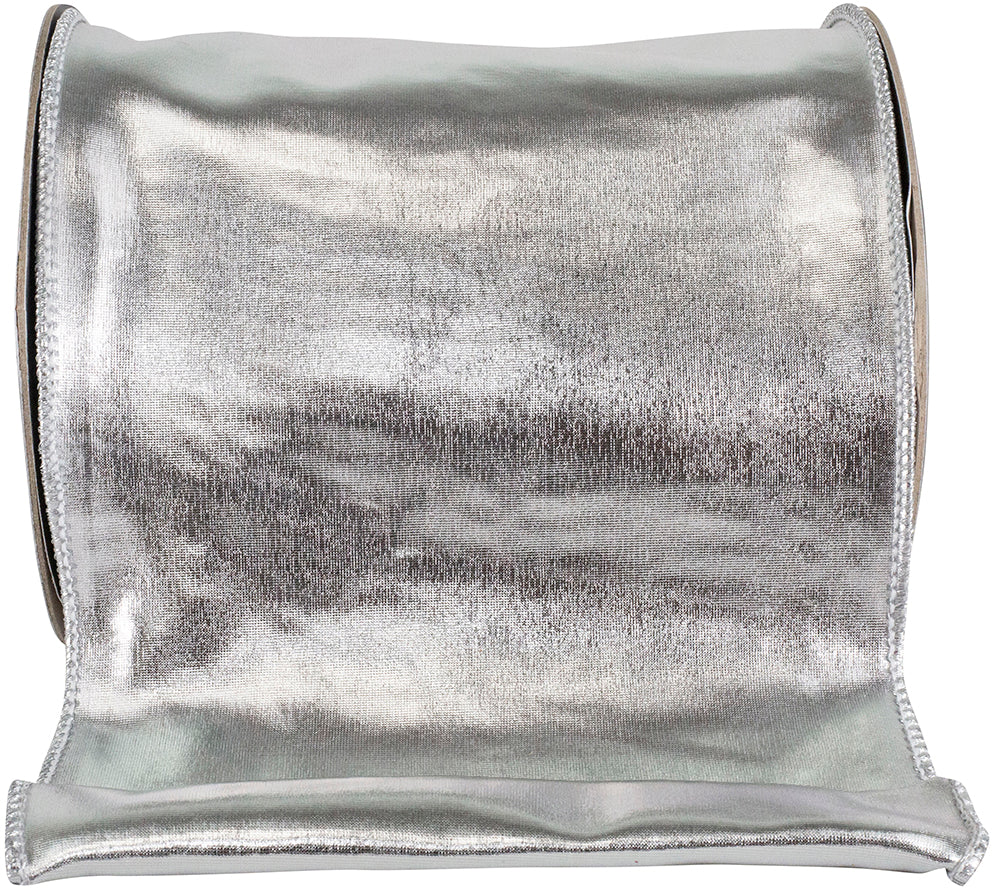 Silver 6 Inch Metallic Wired Edge Ribbon for Wreaths and Bows