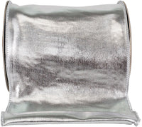 Silver 6 Inch Metallic Wired Edge Ribbon for Wreaths and Bows